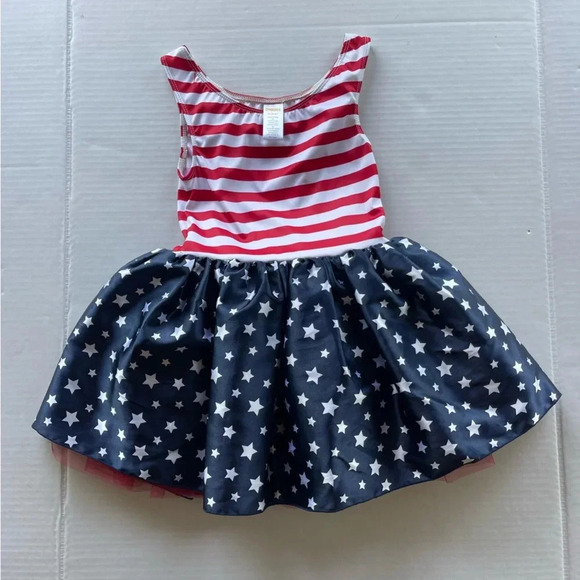 GIRLS GYMBOREE RED, WHITE, BLUE STARS AND STRIPES DRESS WITH CRENLIN SIZE S 5-6 - Picture 10 of 10